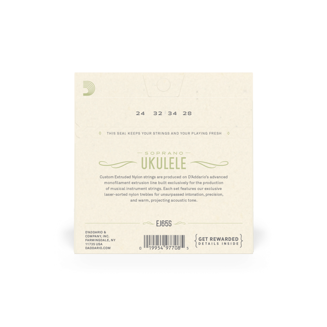 Cuerdas Daddario de Ukelele Soprano EJ65S