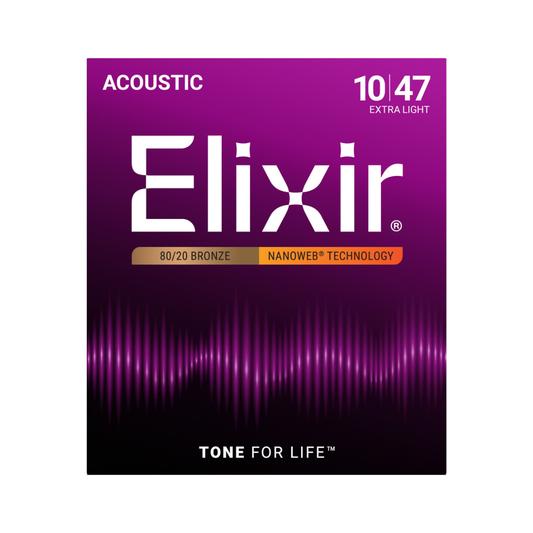 Elixir 11002 Cuerdas de Guitarra Acústica 10/47 Bronze Nanoweb