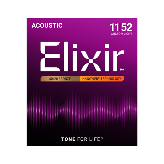 Elixir 11027 Cuerdas de Guitarra Acústica 11/52 Bronze Nanoweb