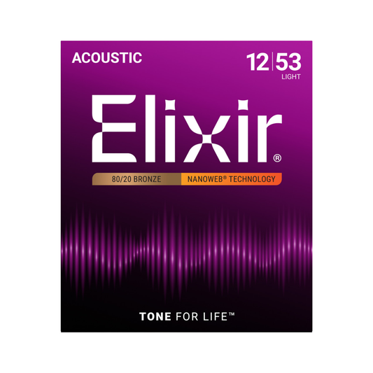Elixir 11052 Cuerdas Para Guitarra Acústica 12/53 Bronze Nanoweb