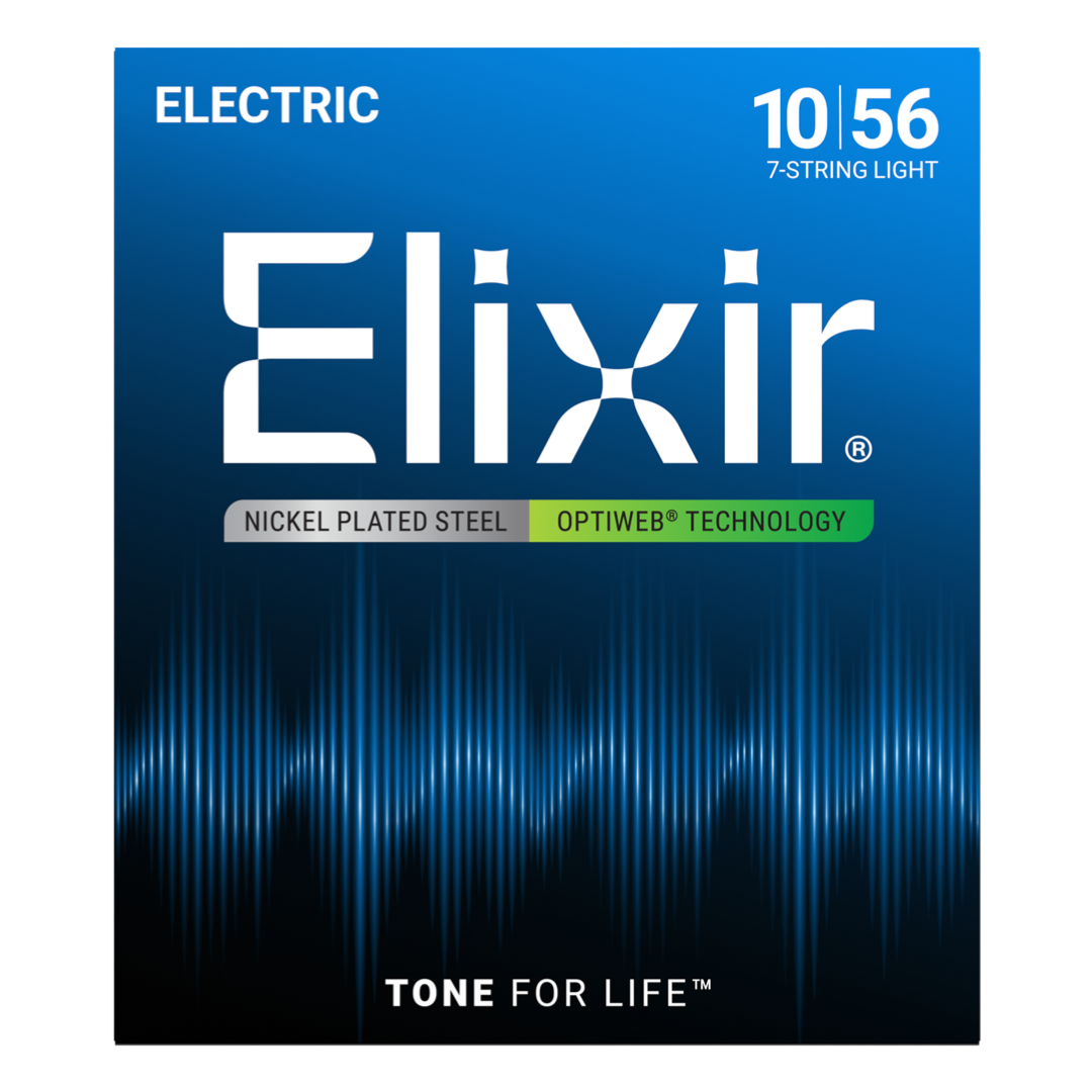 Elixir Electric Nickel Plated Steel with Optiweb Coating Light 10/56 Para Guitarra de 7 Cuerdas