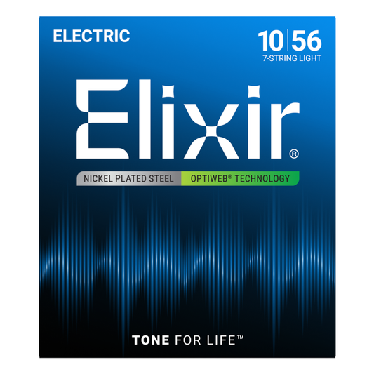 Elixir Electric Nickel Plated Steel with Optiweb Coating Light 10/56 Para Guitarra de 7 Cuerdas