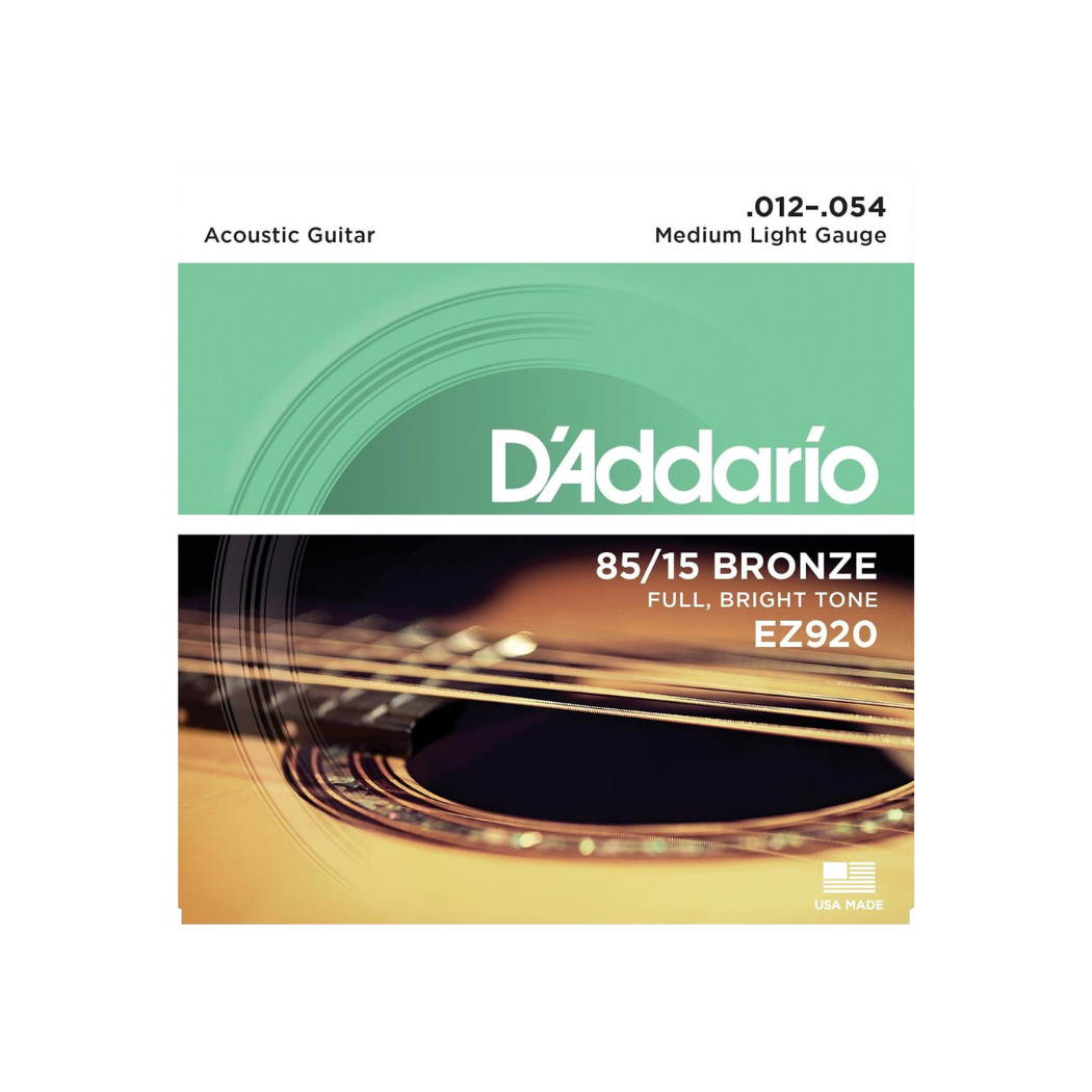 Cuerdas de metal Daddario EZ920 80/15 Bronze Calibre ligero 12/54  para guitarra acústica