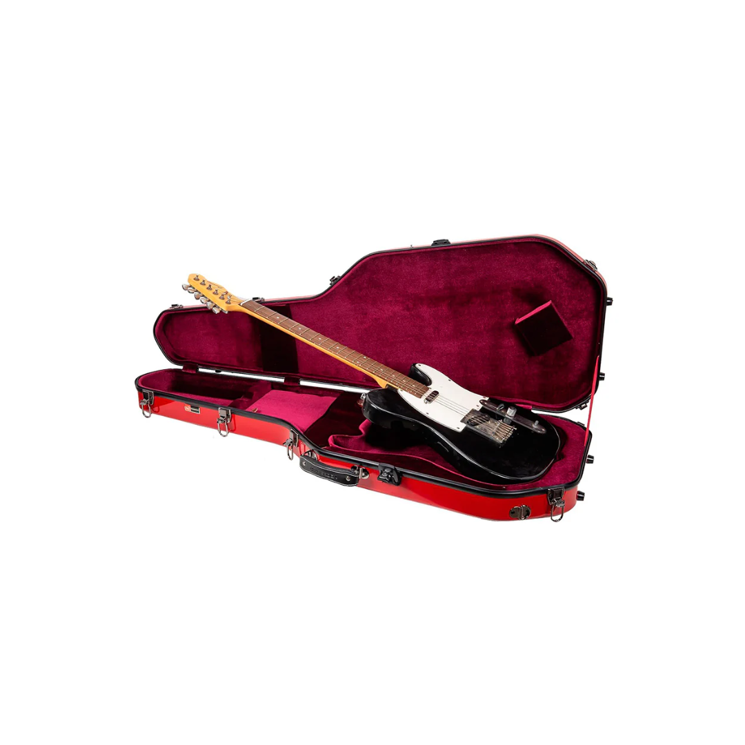Estuche Para Guitarra Eléctrica Strat o Tele Crossrock Fibra de Vidrio Rojo