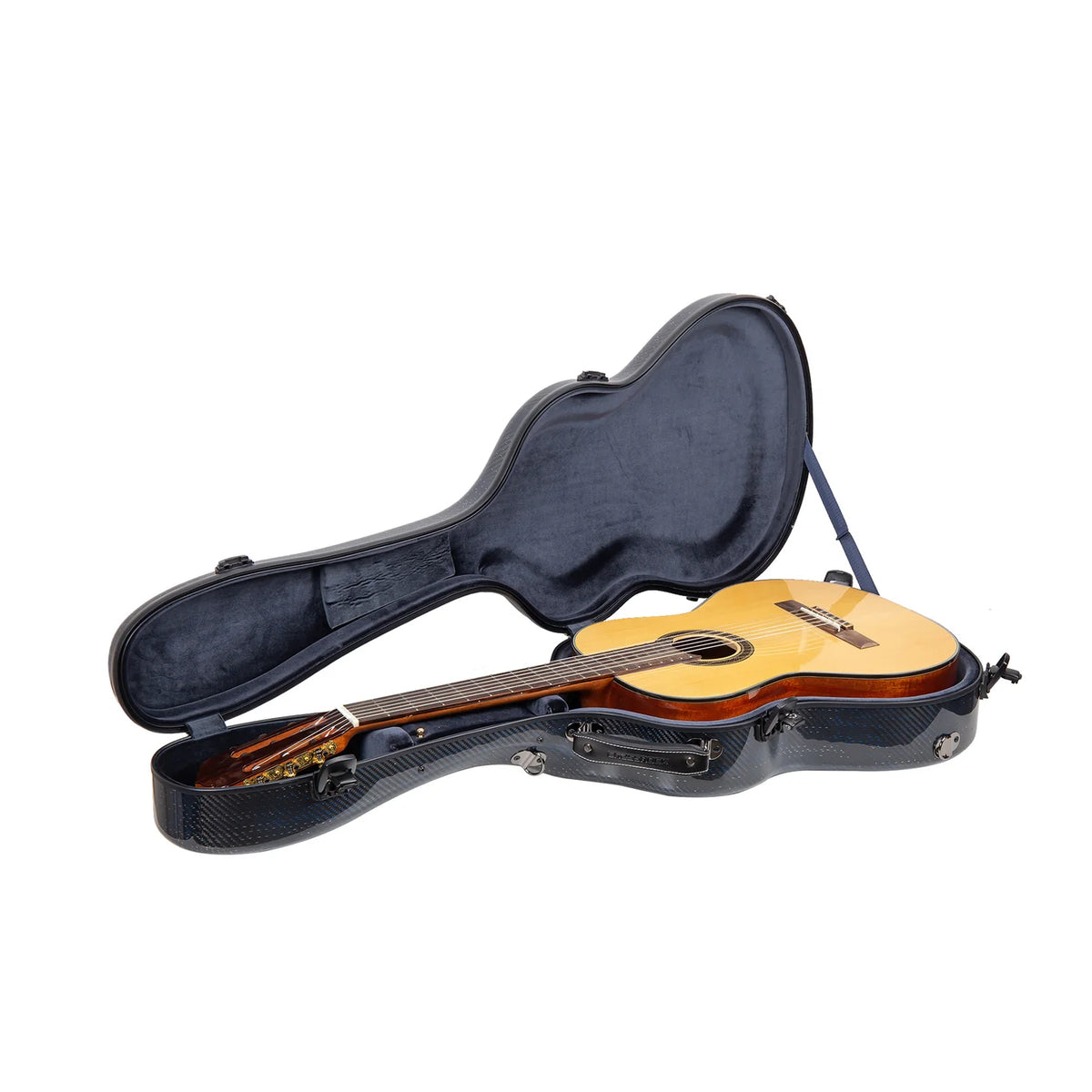 Estuche Crossrock Air Carbon Guitarra Clásica Azul Tweed