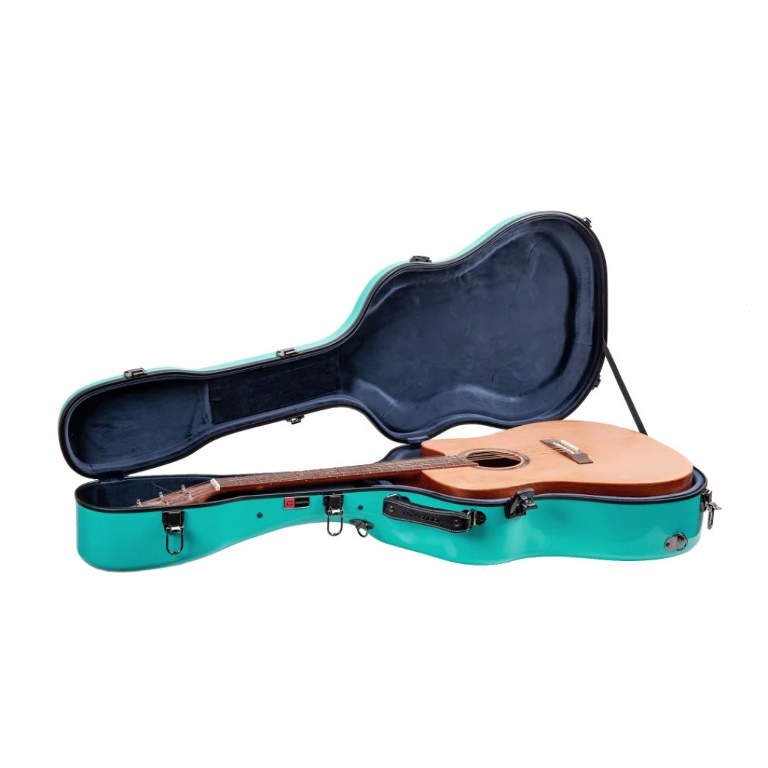 Estuche Crossrock Fibra de Vidrio Para Guitarra Acústica Martin Dreadnought Color Azul Menta