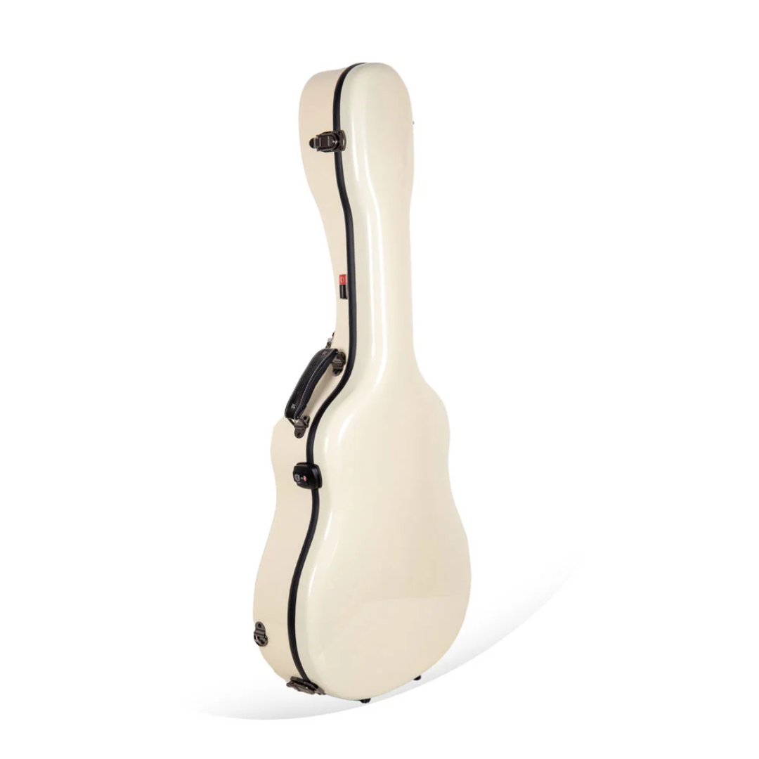 Estuche Crossrock Fibra de Vidrio Para Guitarra Acústica Dreadnought Color Marfil