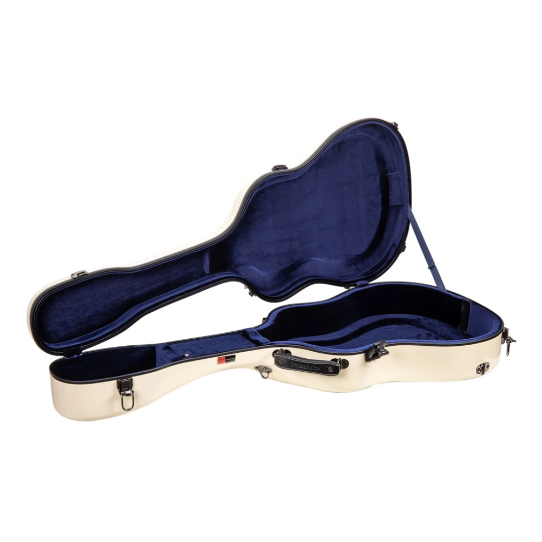 Estuche Crossrock Fibra de Vidrio Para Guitarra Acústica Dreadnought Color Marfil