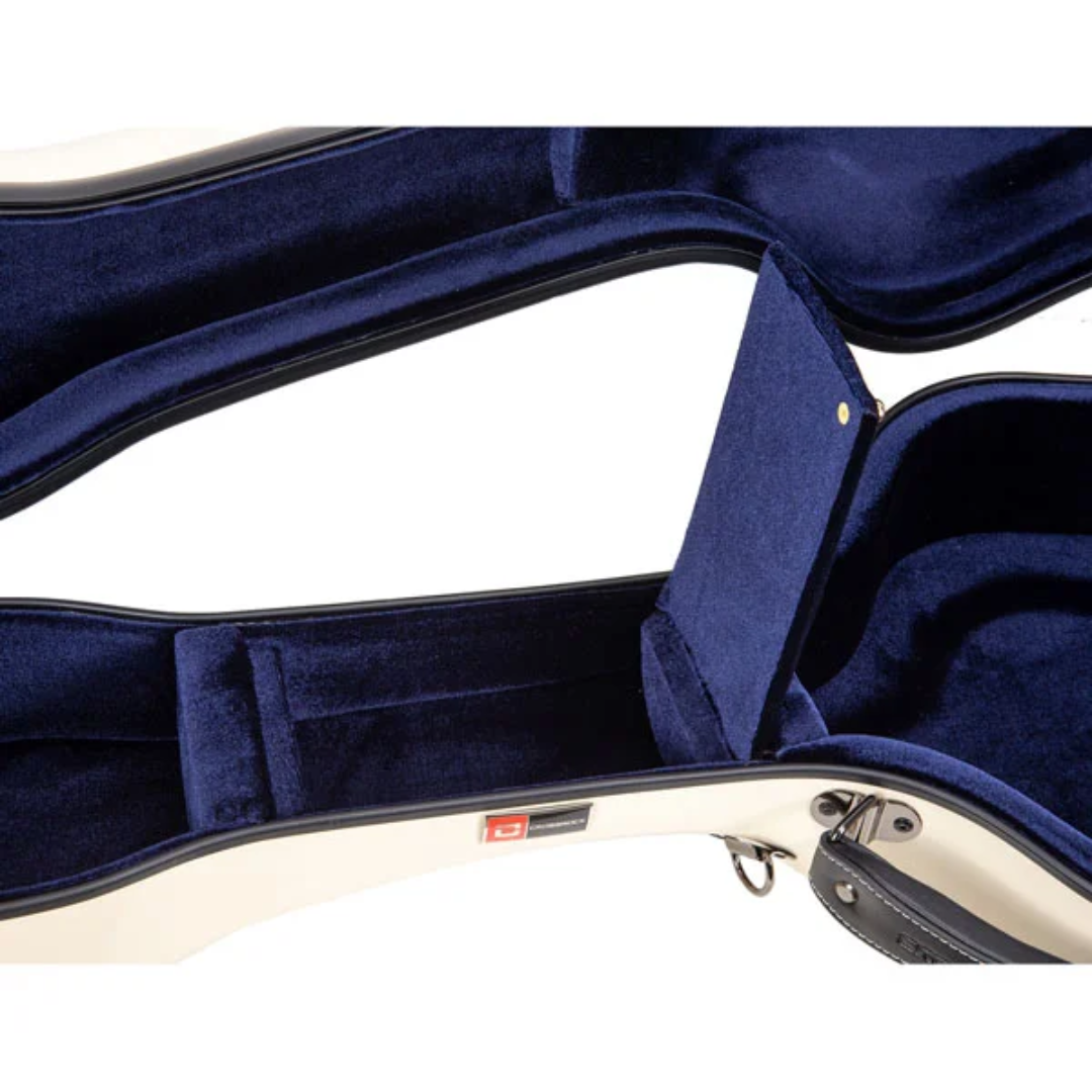 Estuche Crossrock Fibra de Vidrio Para Guitarra Acústica Dreadnought Color Marfil
