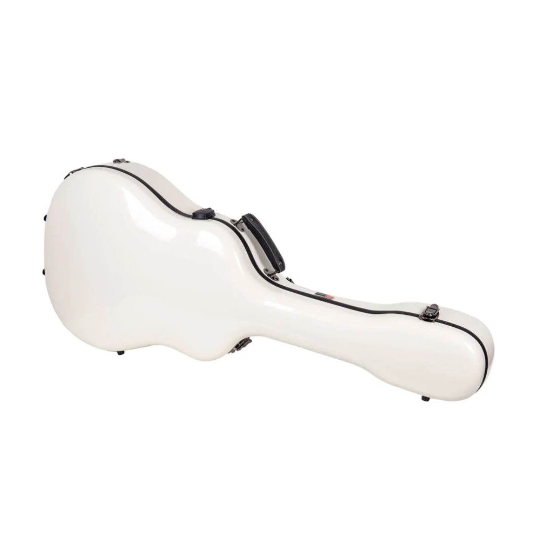 Estuche Crossrock Fibra de Vidrio Para Guitarra Acústica Dreadnought Color Milky White