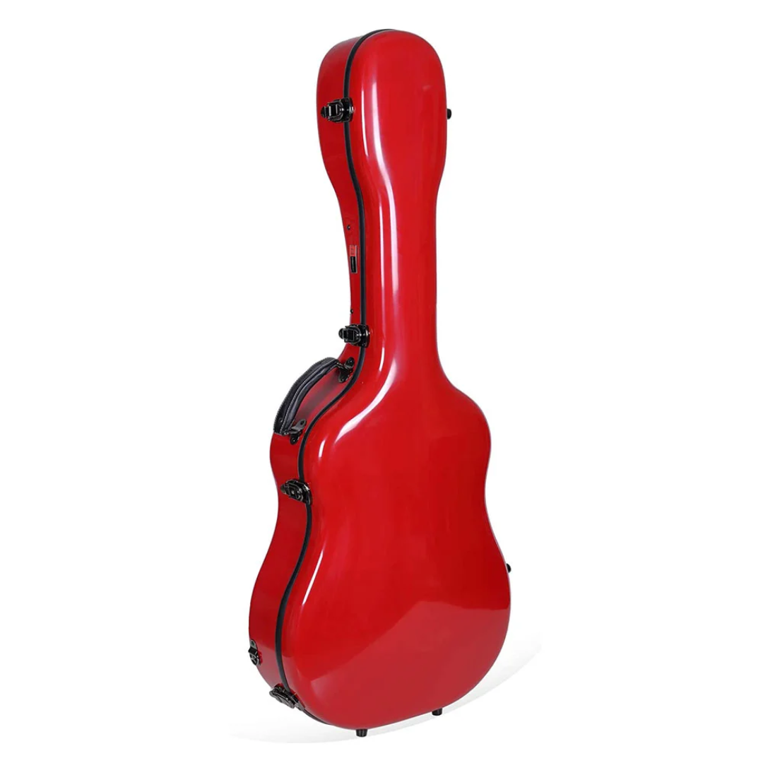 Estuche Crossrock Fibra de Vidrio Para Guitarra Acústica Dreadnought Color Rojo