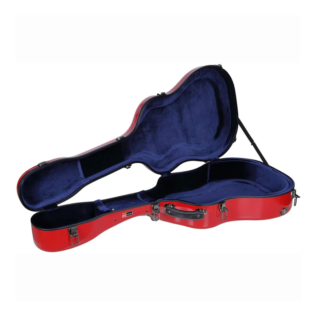 Estuche Crossrock Fibra de Vidrio Para Guitarra Acústica Dreadnought Color Rojo