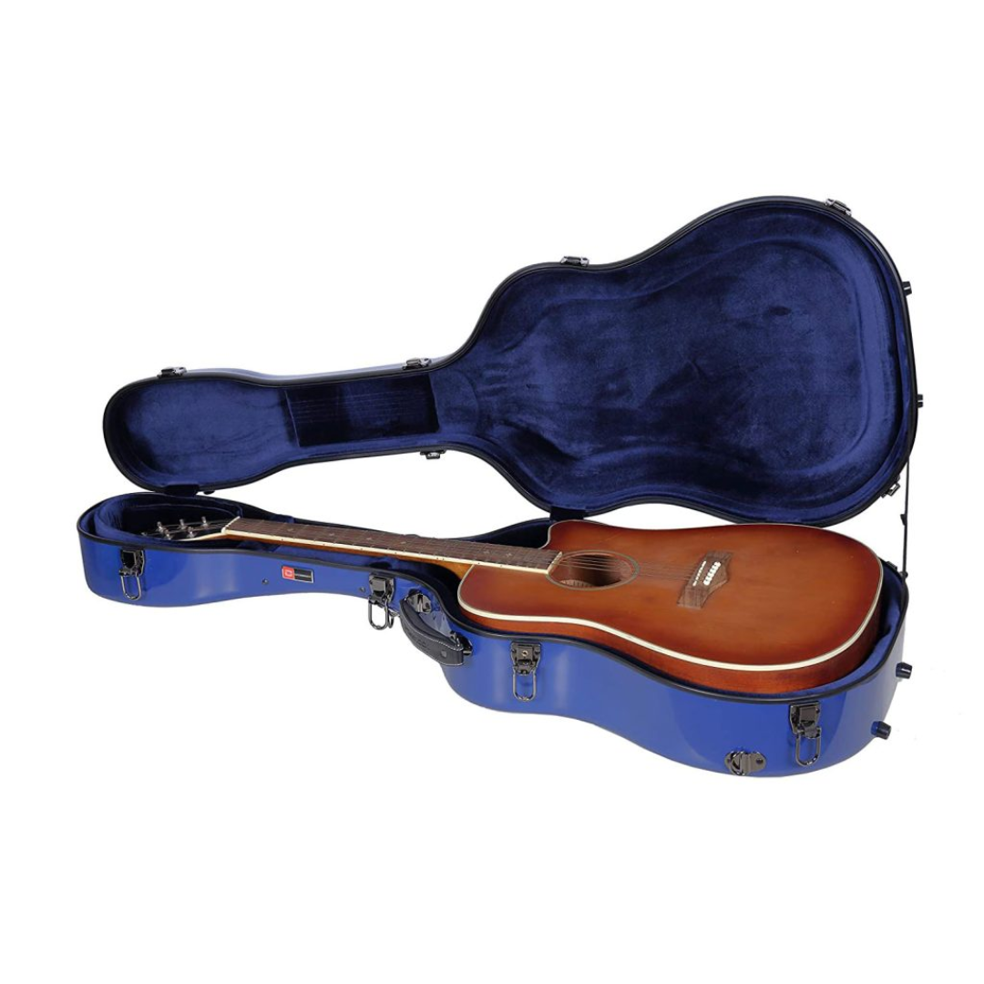 Estuche Crossrock Fibra de Vidrio Para Guitarra Acústica Martin Dreadnought Color Azul