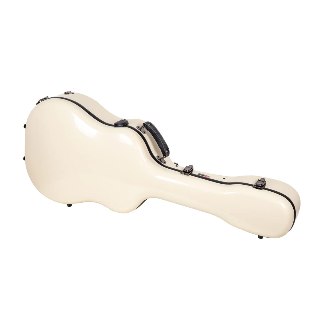 Estuche Crossrock Fibra de Vidrio Para Guitarra Acústica Martin Dreadnought Color Marfil