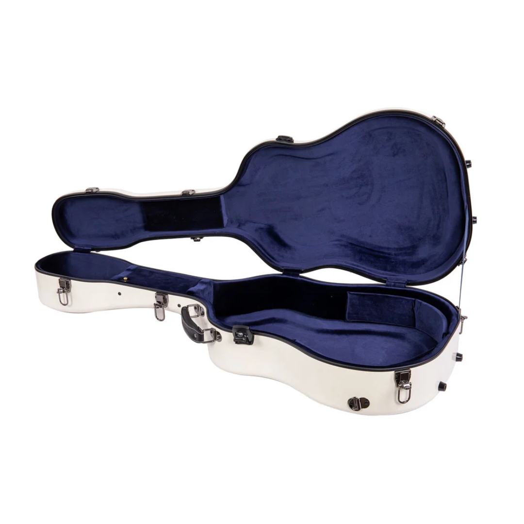 Estuche Crossrock Fibra de Vidrio Para Guitarra Acústica Martin Dreadnought Color Milky White