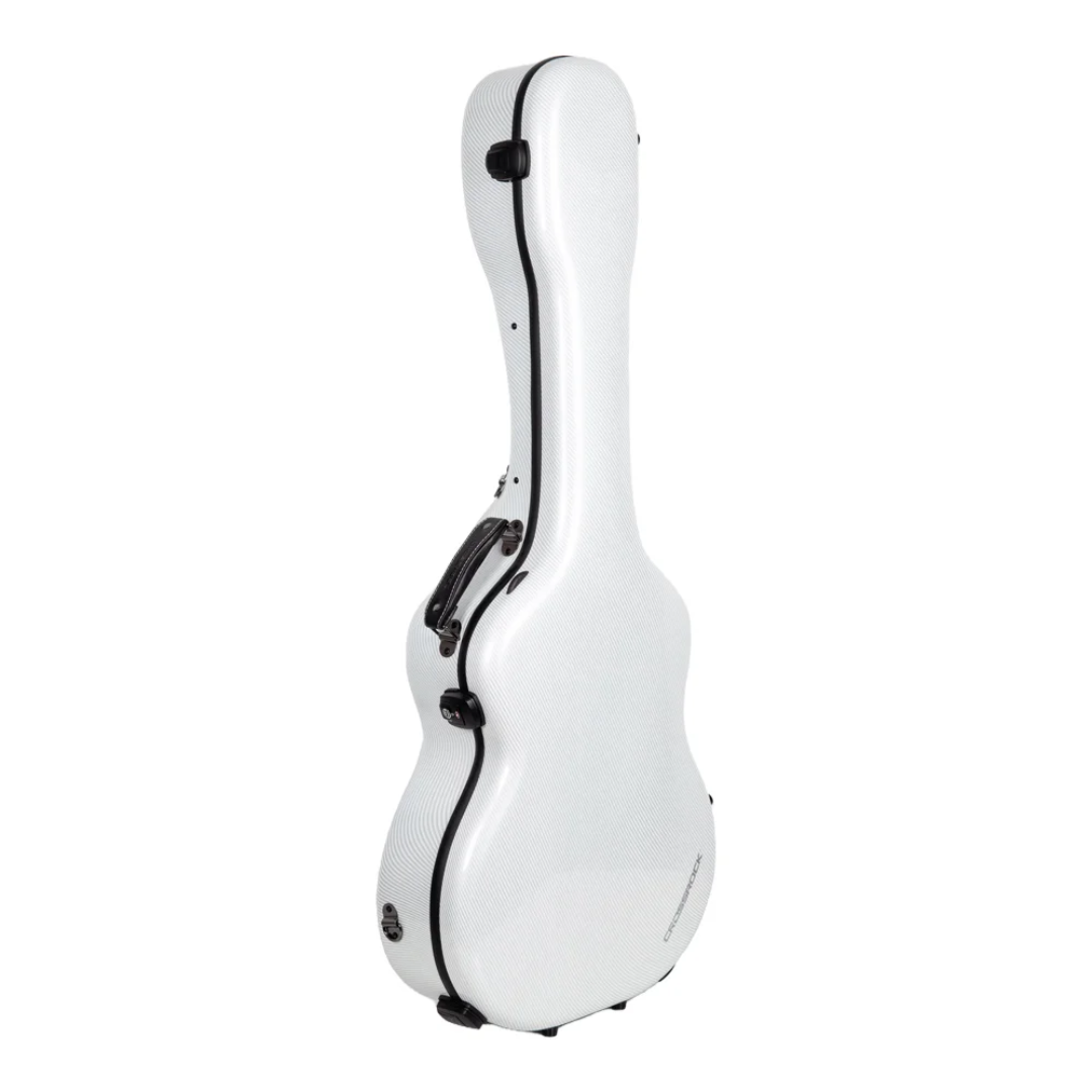 Estuche Crossrock Ultra-Light Fiberglass Color Blanco Para Guitarra Acústica Martín Dreadnought