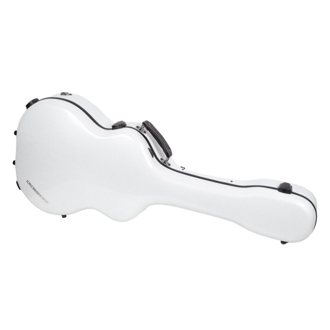 Estuche Crossrock Ultra-Light Fiberglass Color Blanco Para Guitarra Acústica Martín Dreadnought