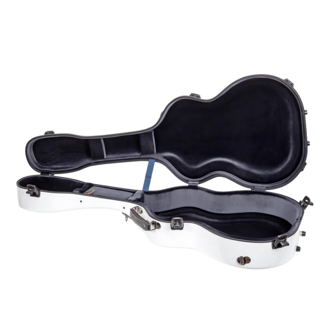 Estuche Crossrock Ultra-Light Fiberglass Color Blanco Para Guitarra Acústica Martín Dreadnought