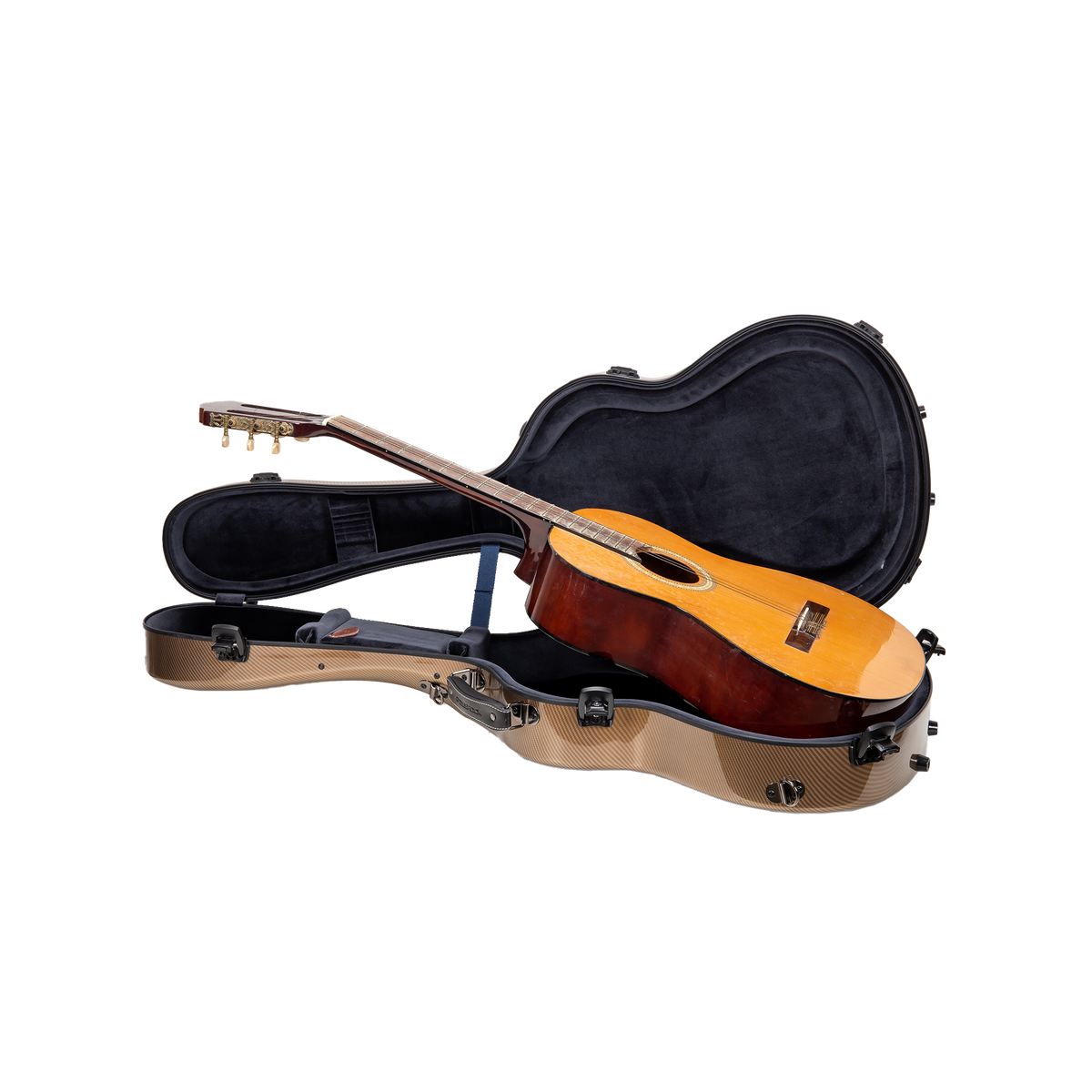 Estuche Crossrock Ultra-Light Fiberglass Color Dorado Gold Para Guitarra Clásica