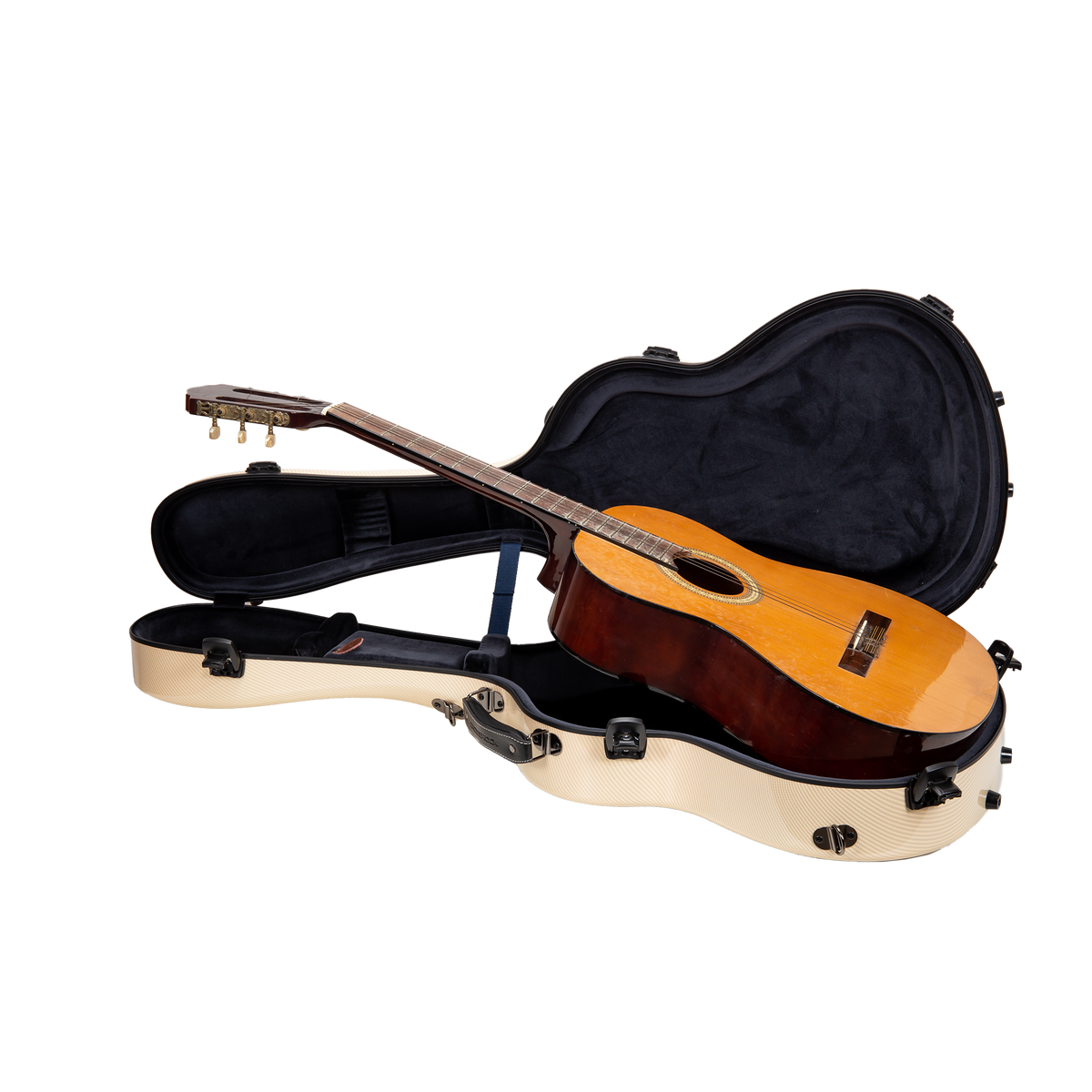Estuche Crossrock Ultra-Light Fiberglass Color Ivory Marfil para Guitarra Clásica