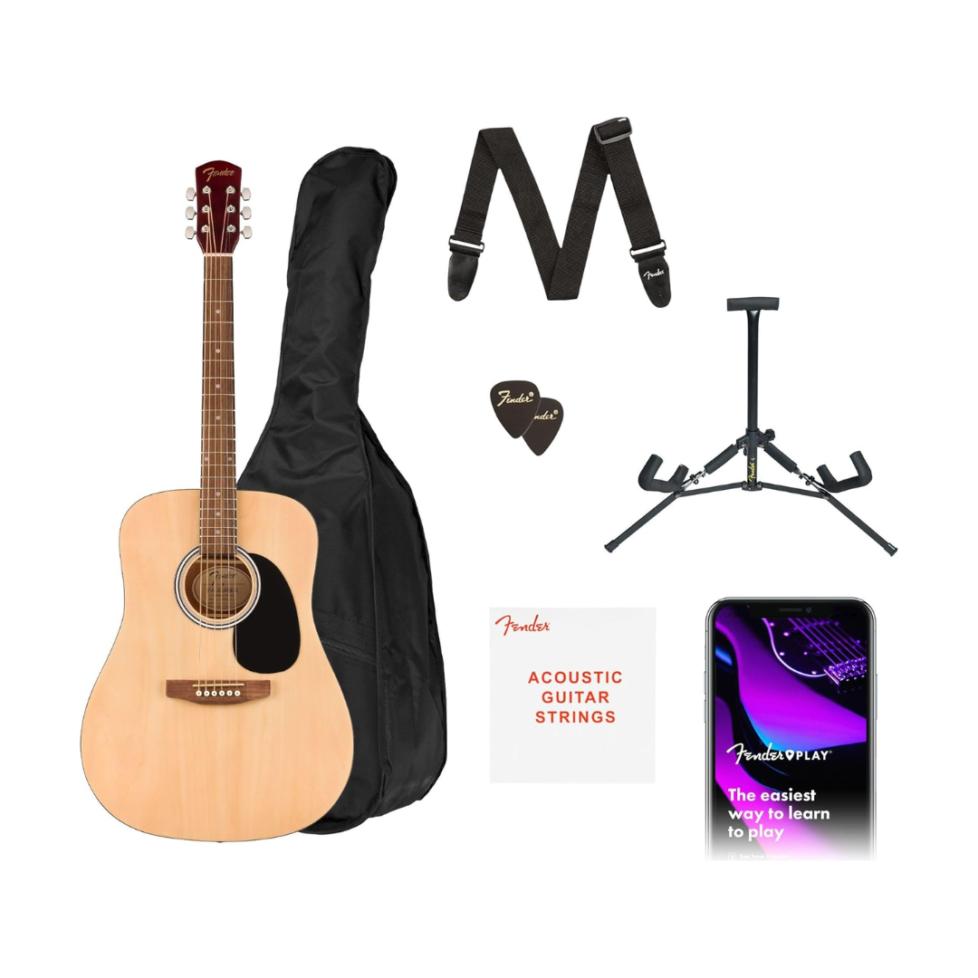Paquete Guitarra Acústica Fender Dreadnought Natural FA-25