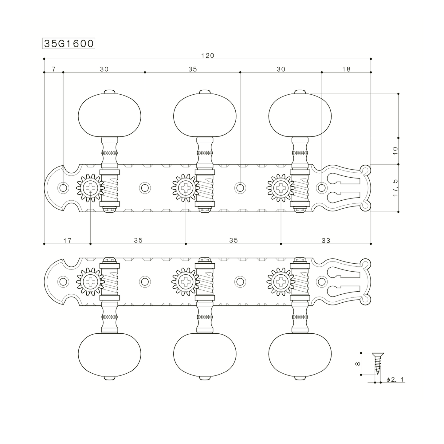 Maquinaria Para Guitarra Clásica Gotoh Dorada Modelo 35G1600 EW