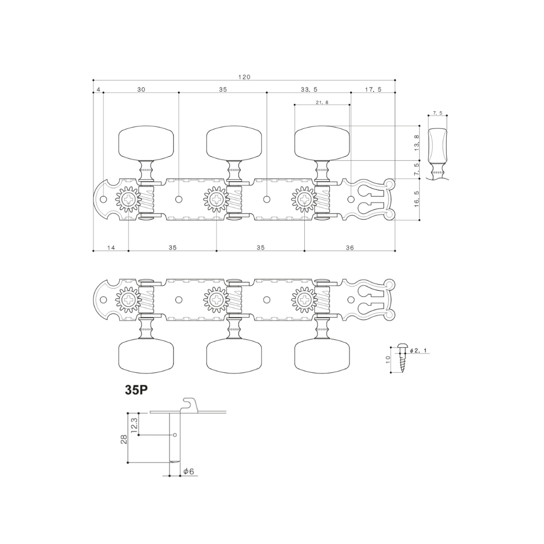Gotoh 35P450N Maquinaria Para Guitarra Acústica Cuerdas de Metal Nickel 1:14