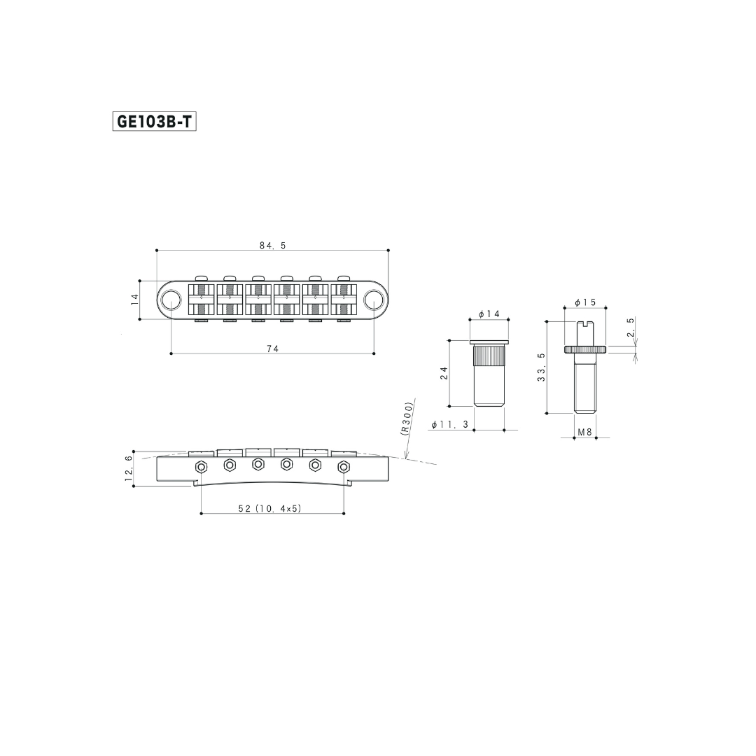 Gotoh GE103B-T Guitar Bridge Tail Piece Puente Para Guitarra Eléctrica Cromado