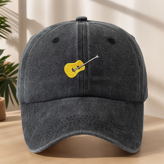 Gorra Negra con Guitarra Bordada