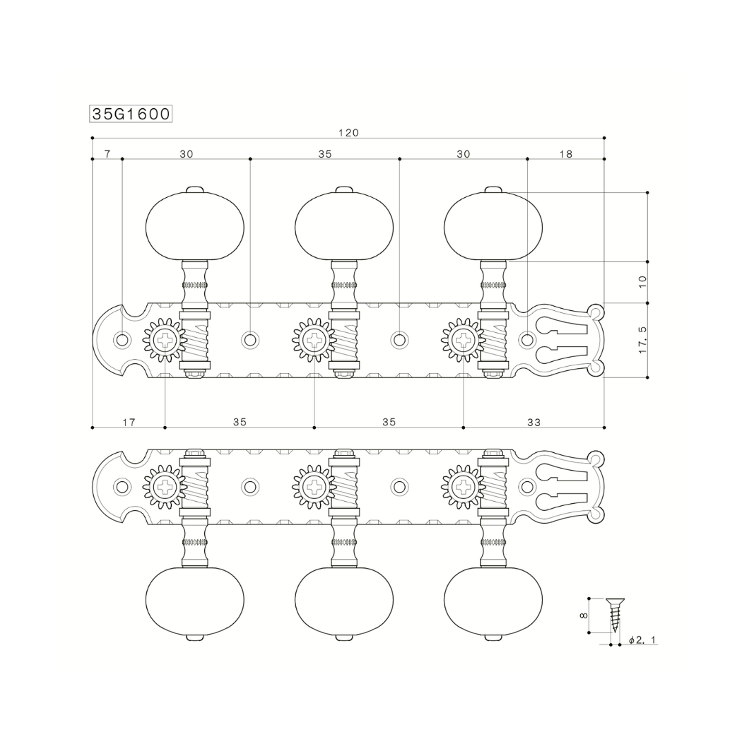 Maquinaria Para Guitarra Clásica Gotoh Dorada Modelo 35G1600 2R