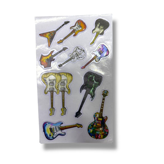 Plantilla de Stickers Estampas de Guitarras Diversas