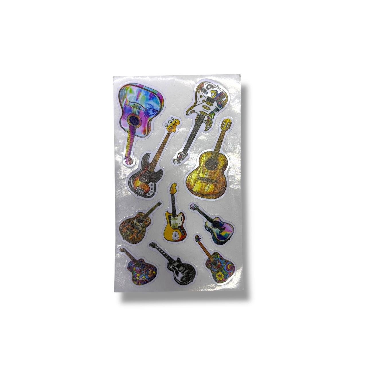 Plantilla de Stickers Estampas de Guitarras Diversas