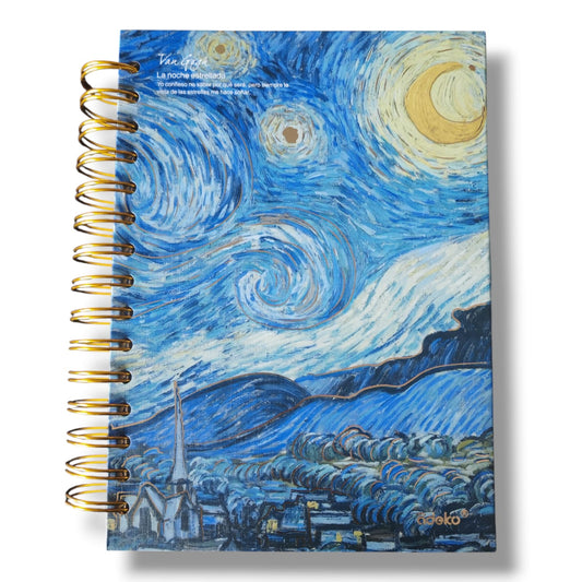 Libreta de Rayas Espiral Para Anotaciones La Noche Estrellada