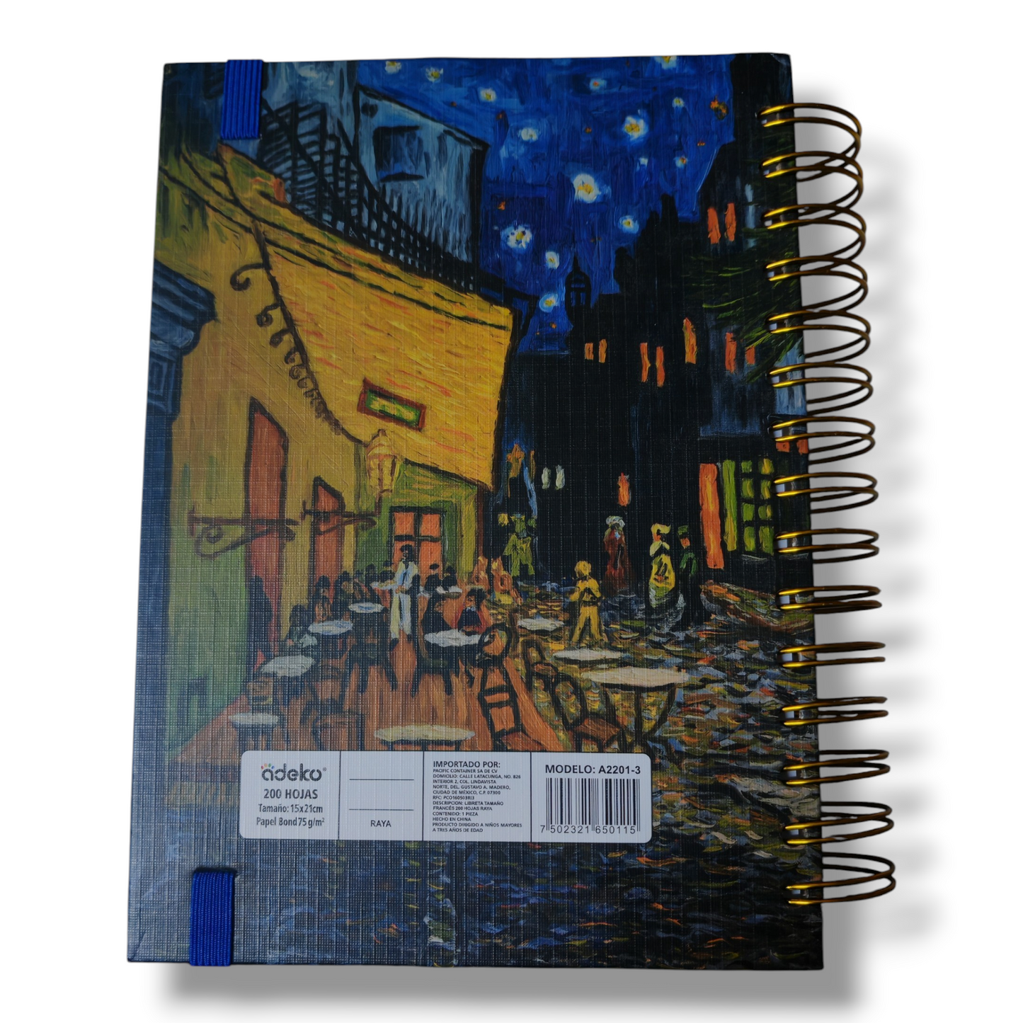 Libreta de Rayas  Espiral Para Anotaciones Terraza De Café Por La noche