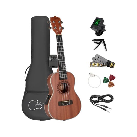 Jidyous Kit de Ukulele Concierto Electroacústico Con Funda Y Accesorios PA23EUK