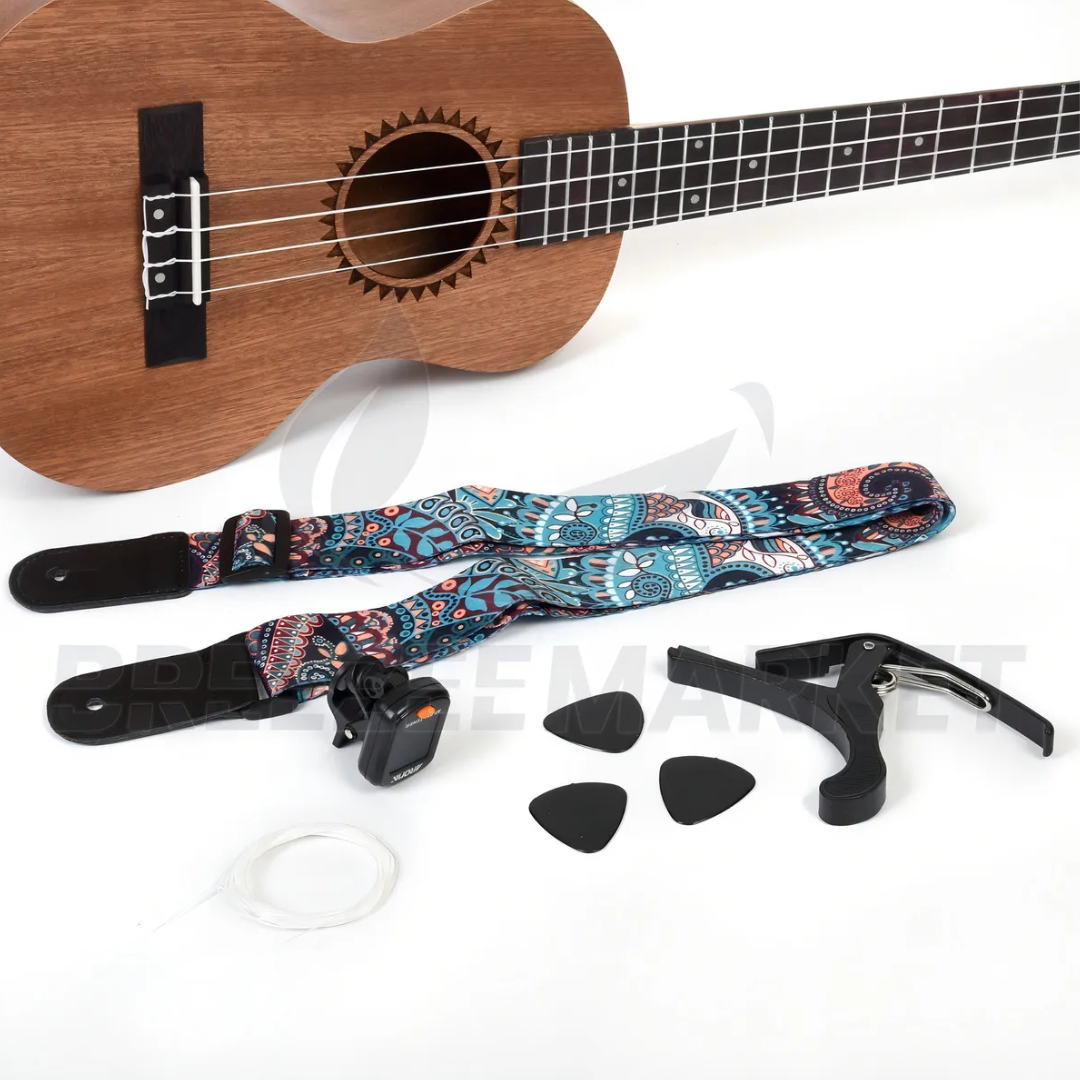Breezee Ukelele Tenor De Madera De Caoba Con Funda y Accesorios