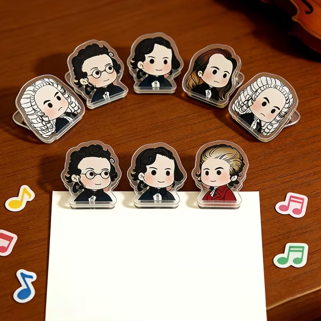 Pack 6 Pinzas Para Partituras Compositores Clásicos