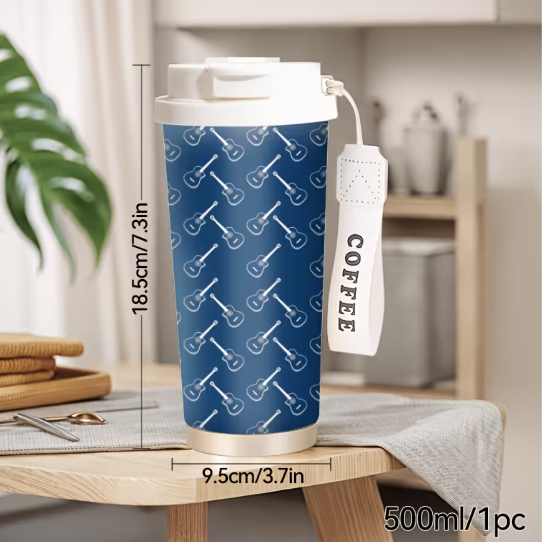 Vaso Con Estampado Guitarras Azul