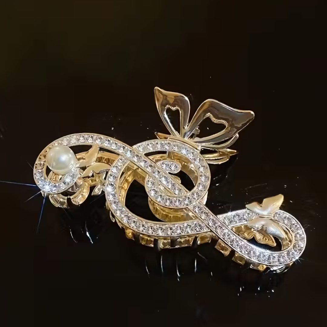 Pinza para Cabello Clave de Sol Con Diamantes