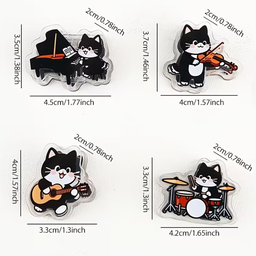 Paquete de Pinzas Para Partitura Gatitos Músicos