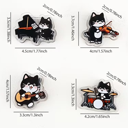 Paquete de Pinzas Para Partitura Gatitos Músicos