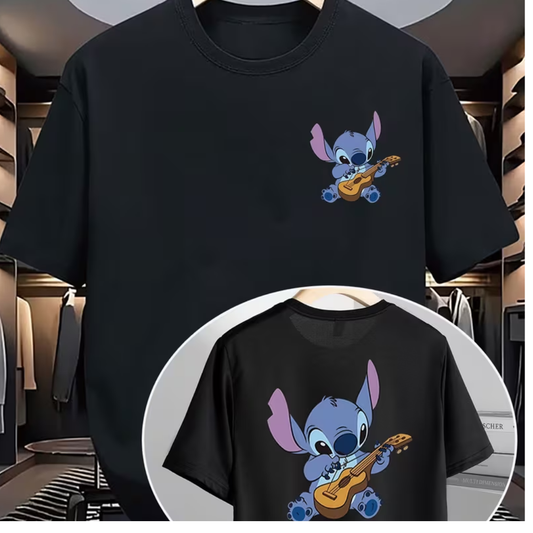 Playera Stitch Guitarrista Color Negro