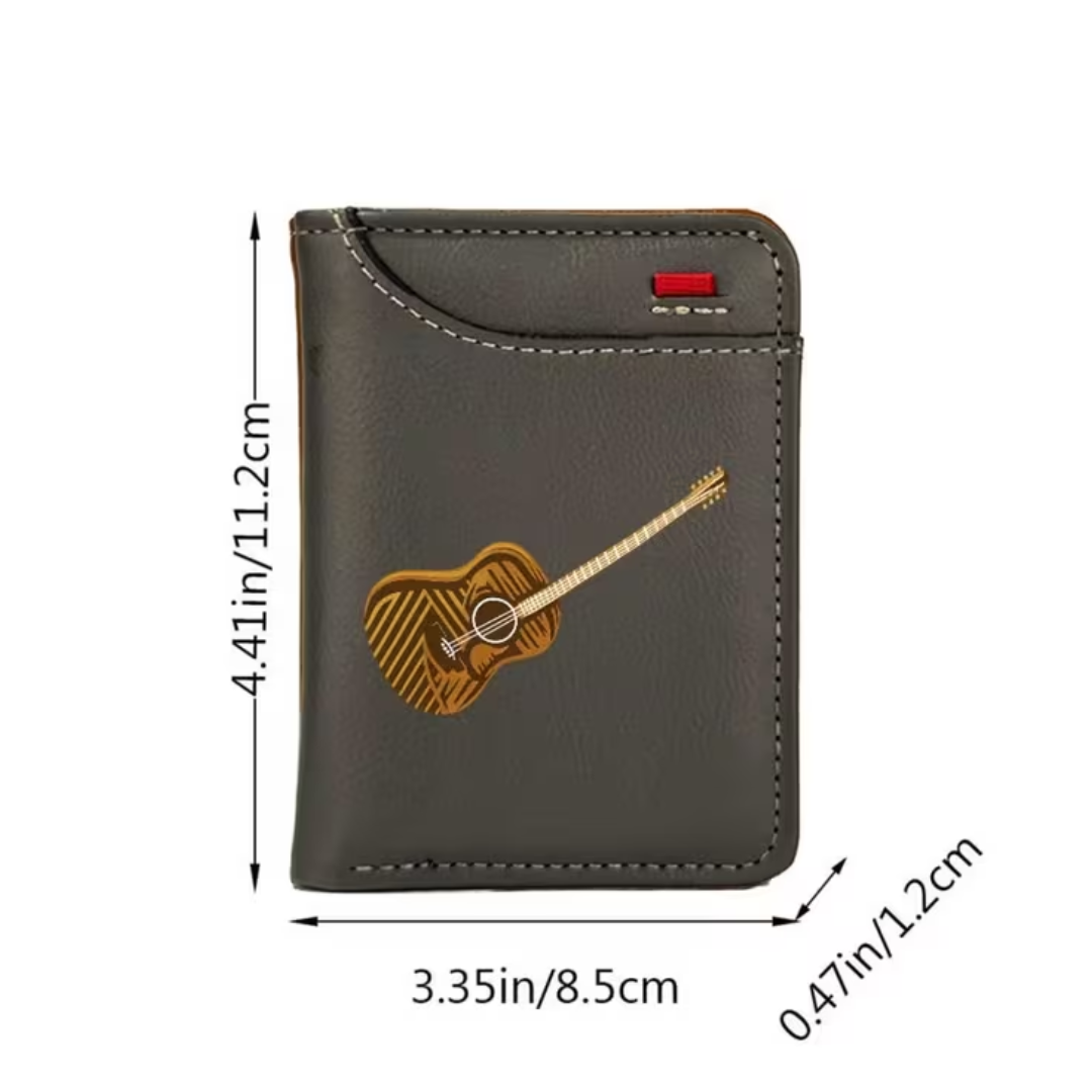 Cartera Café Con Estampado Guitarra