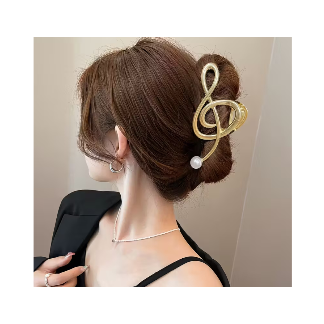Pinza de Metal para Cabello Diseño Clave de Sol
