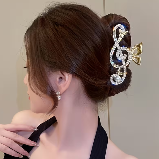 Pinza para Cabello Clave de Sol Con Diamantes