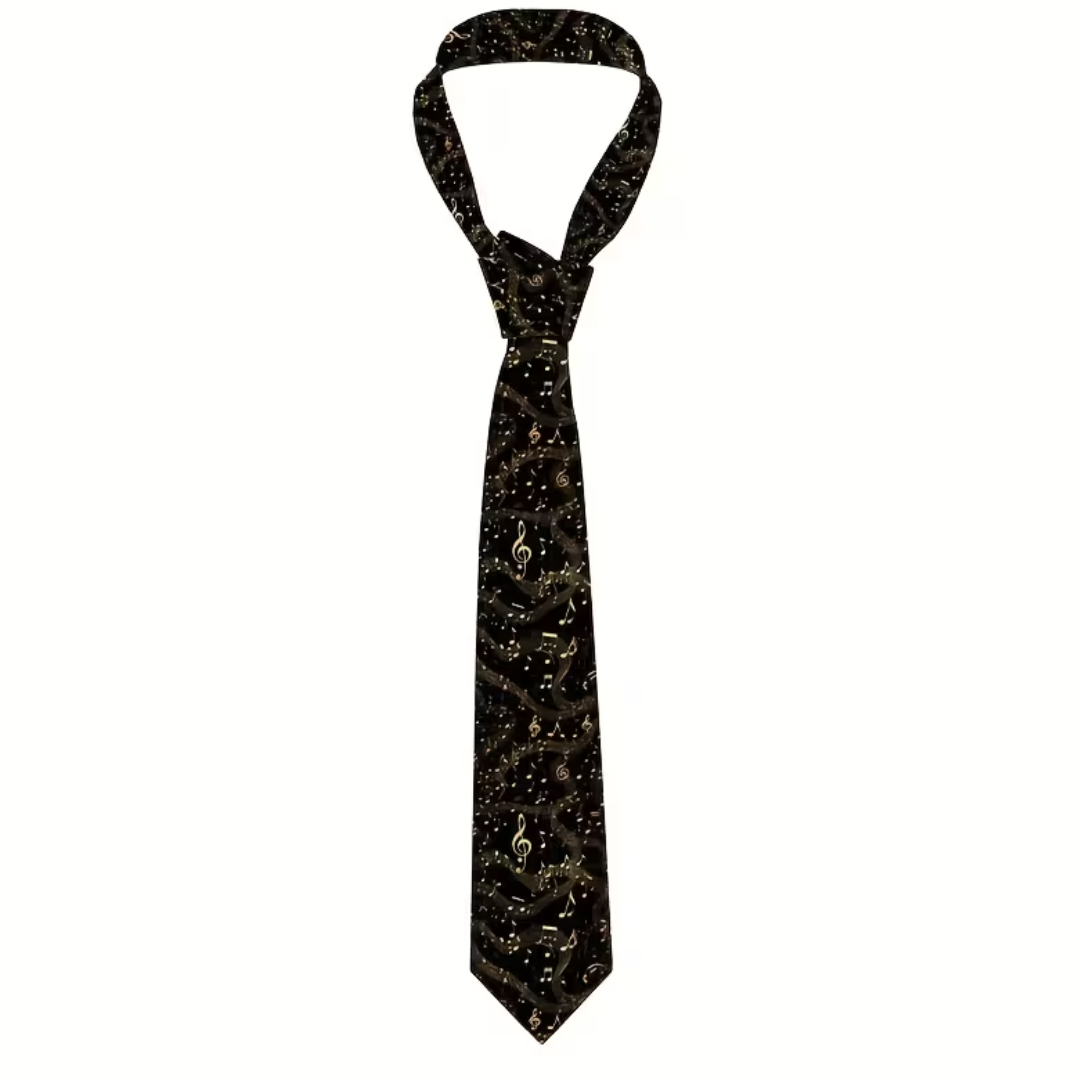 Corbata Negra Con Dorado Diseño Músical