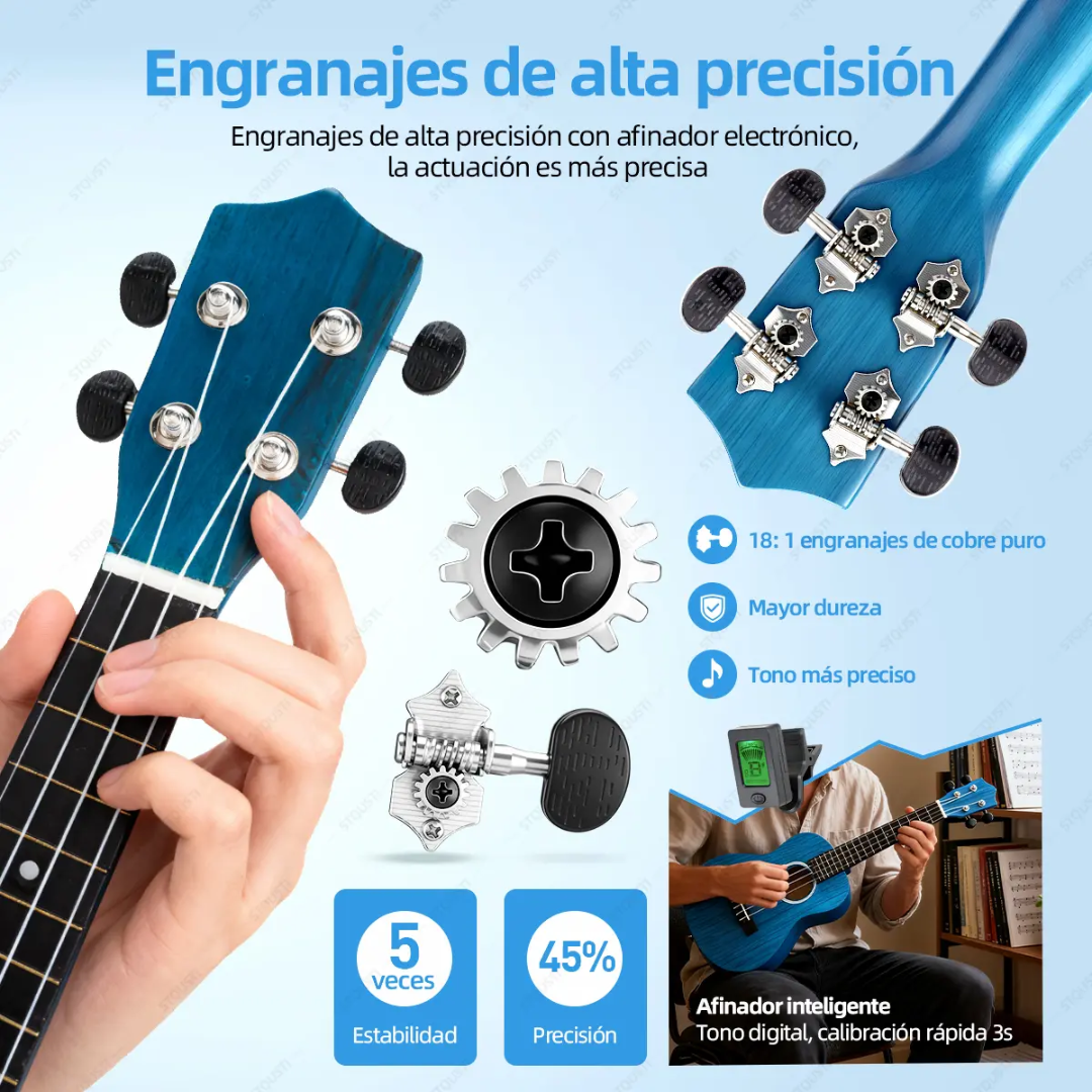 Kit de Ukelele Concierto Para Principiantes Color Azul
