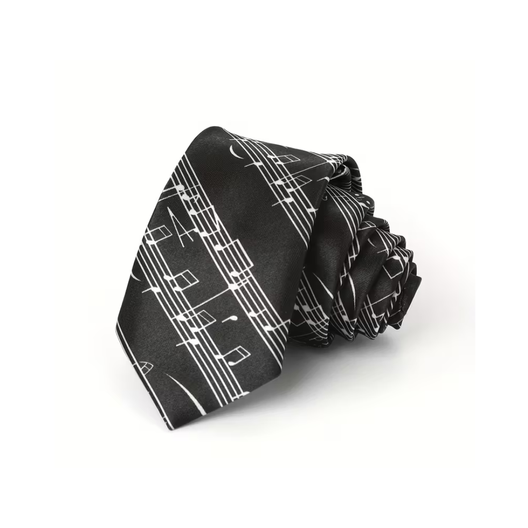 Corbata Con Pentagrama Musical Negra