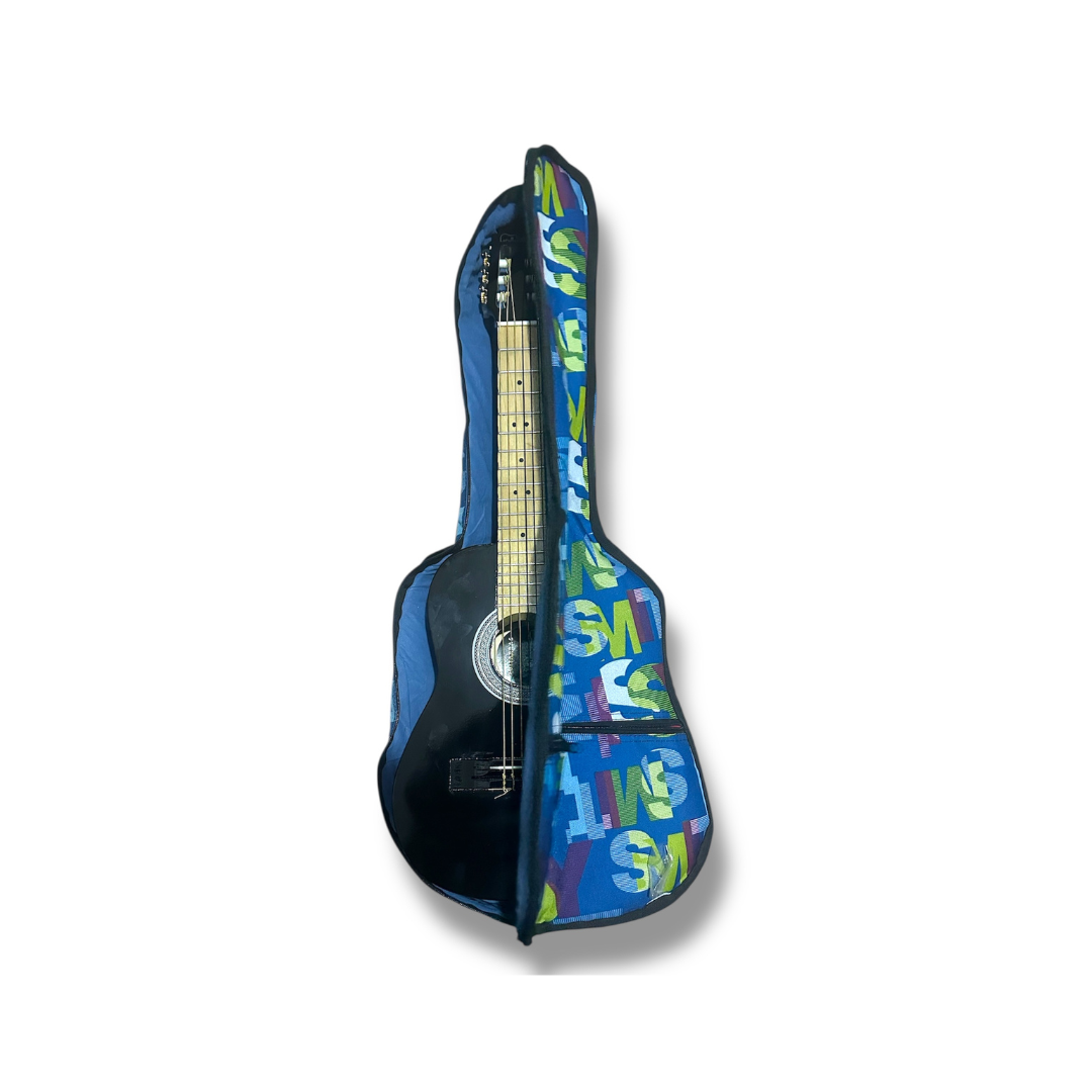 Funda Para Bajito Guitarra Infantil Diseño Letras Azul