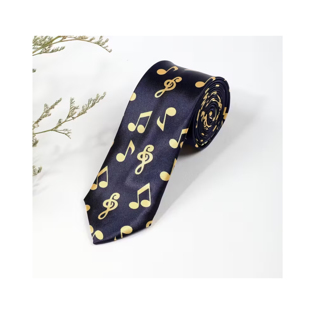 Corbata Negra con Notas Musicales